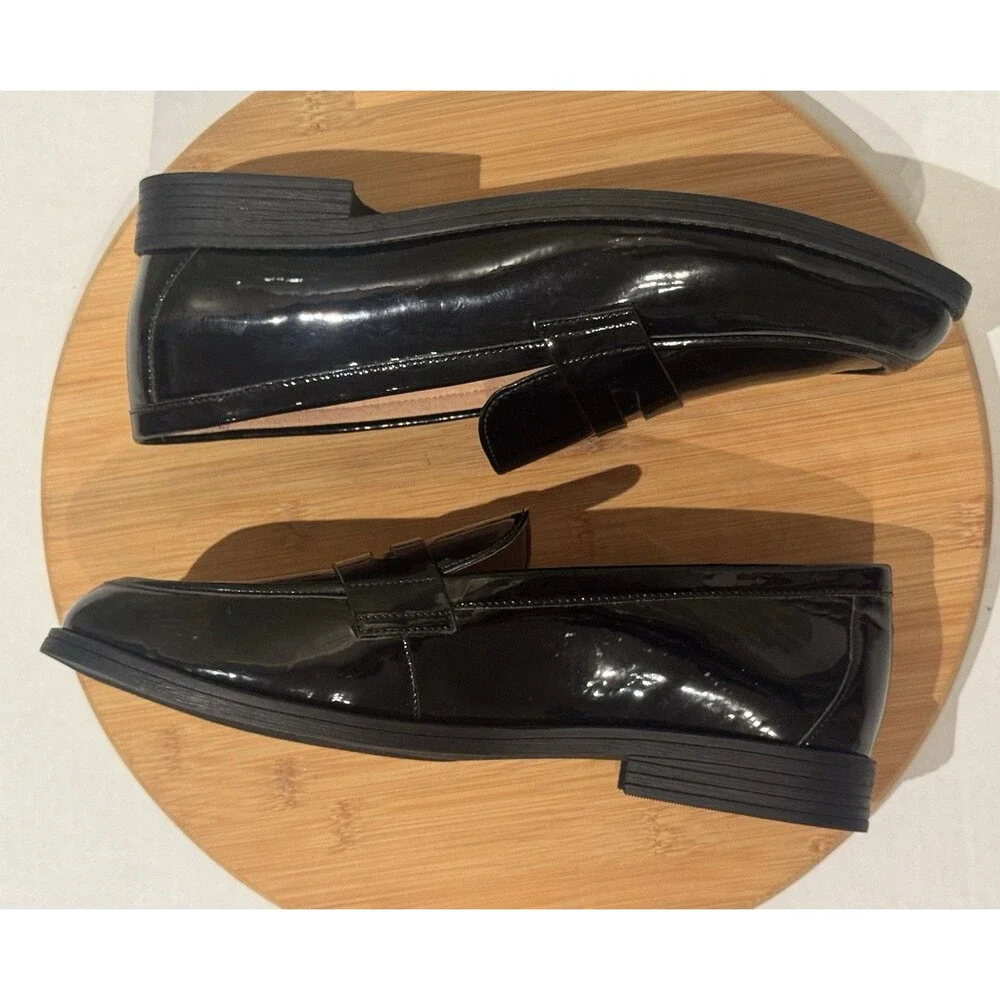 Cole Haan Haverhill Penny Loafers Women's 10B Black Patent Shoes Classy Comfort